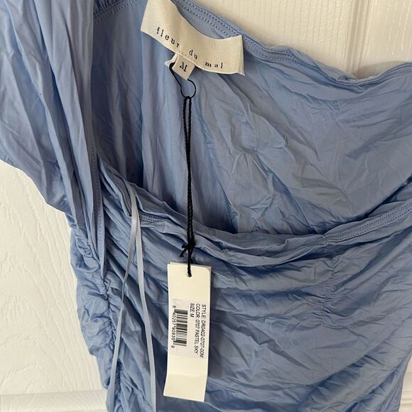 Fleur Du Mal Ruched-Detail One-Shoulder Midi Dress 0707 Pastel Say Size M NWT - Picture 6 of 9